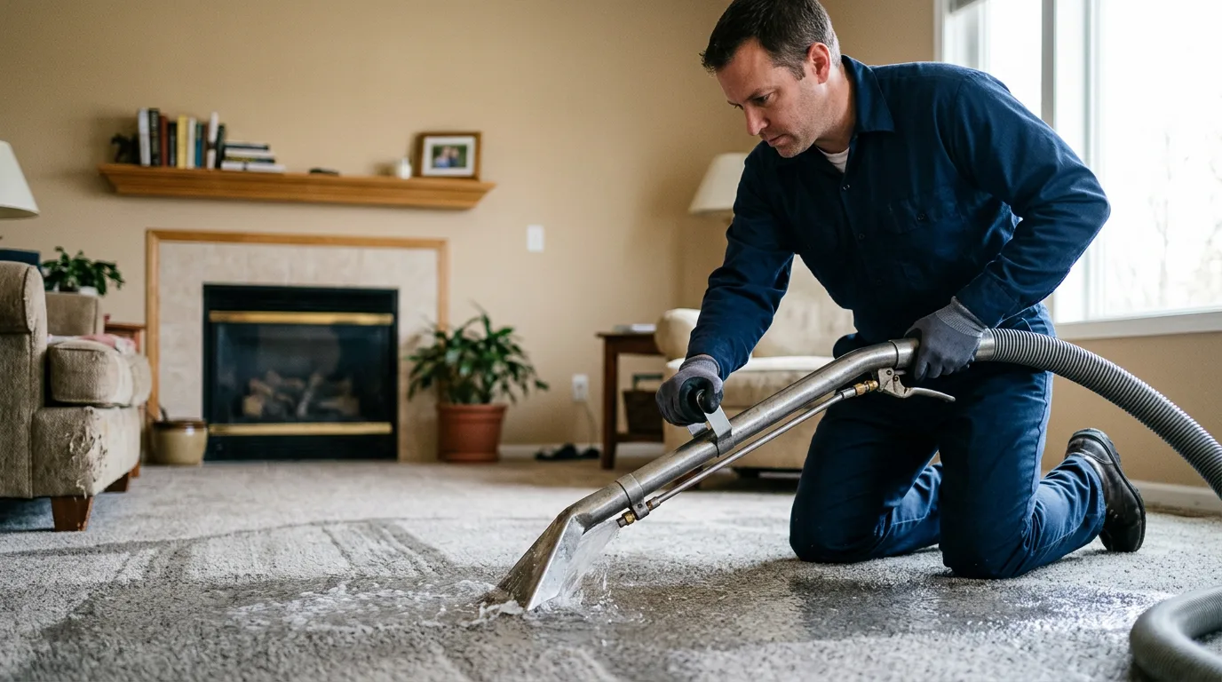 Water damage restoration technician working near Axtell, KS